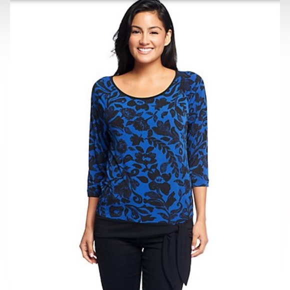 Susan Graver Liquid Knit Printed Top with 3/4 Raglan Sleeves Size S NWOT - Picture 2 of 9